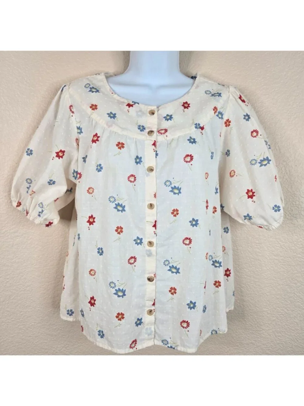 Madewell Prose Shirt Dotted Floral Heyday Size M Off White Ditzy Print